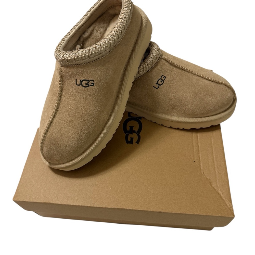 UGG Sand Suede Slippers with Sheepskin Collar